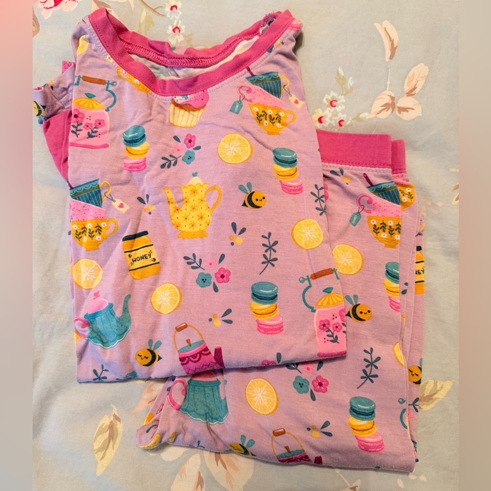 Little Sleepies Colorful Tea Party Pajama Set size 9/10